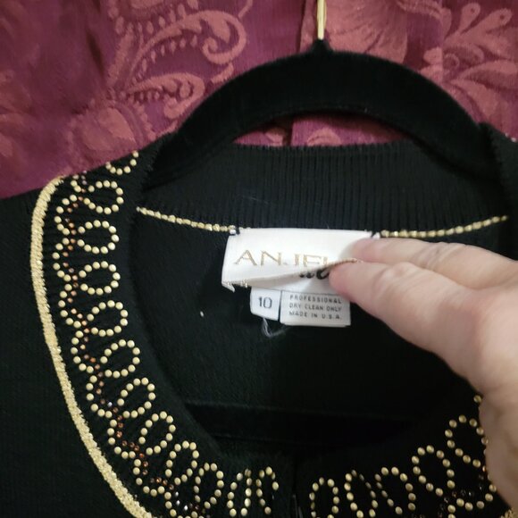 Anjelia Black Embellished Cardigan Size 10 - Picture 2 of 5